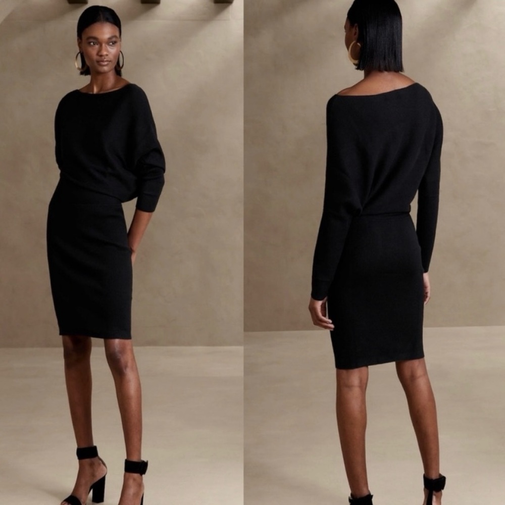 Banana Republic Black Long Sleeve Sweater Dress Size Small